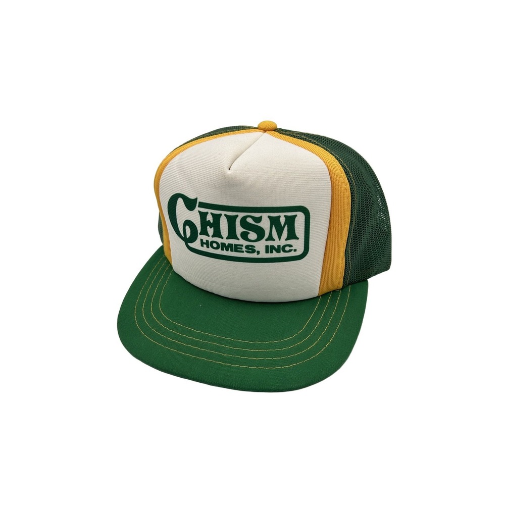 Green White Yellow Trucker Hat Foam Mesh Snapback Vintage One Size Men's
